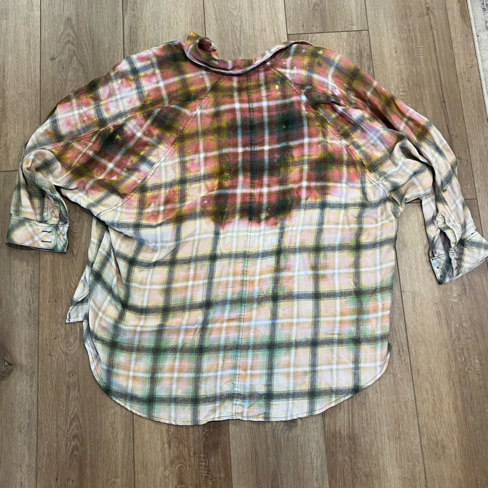 BDG Urban Outfitters Multicolor Oversized  Plaid Button up Flannel Medium - Picture 2 of 4